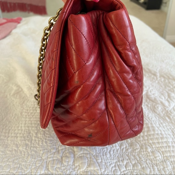 SOLD LANVIN HAPPY red quilted flap bag gold chain large - Picture 10 of 16